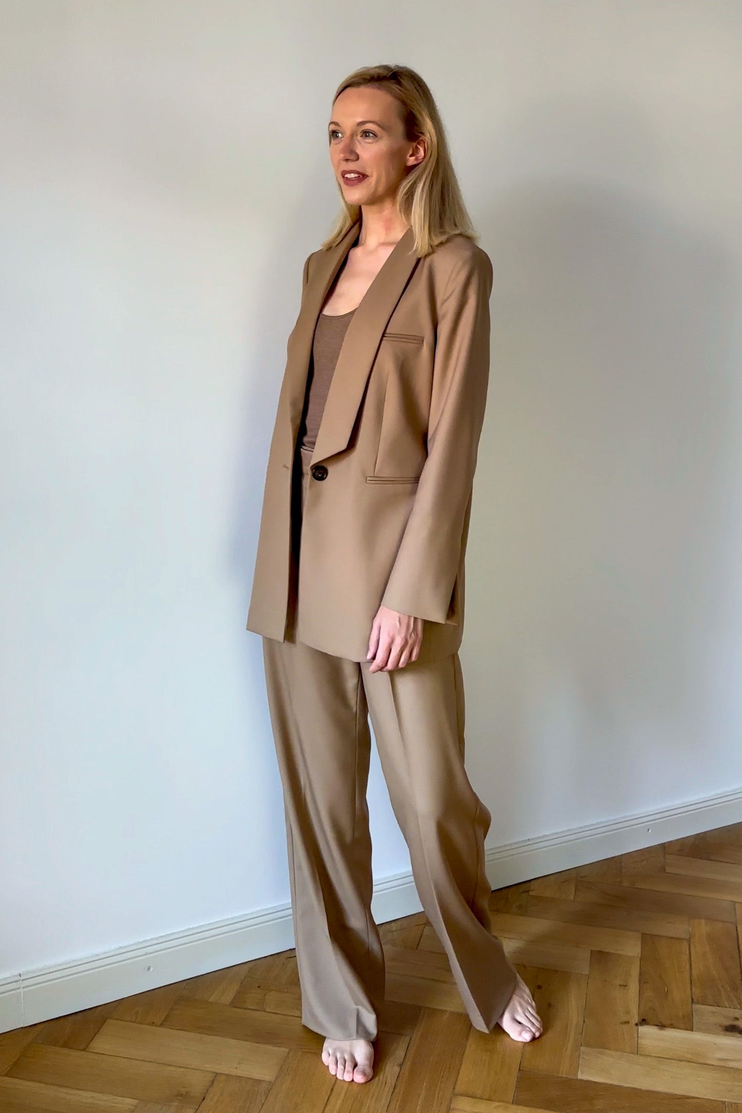 Oversize-Blazer mit Schalkragen | Braun | 100% feine Merino-Wolle