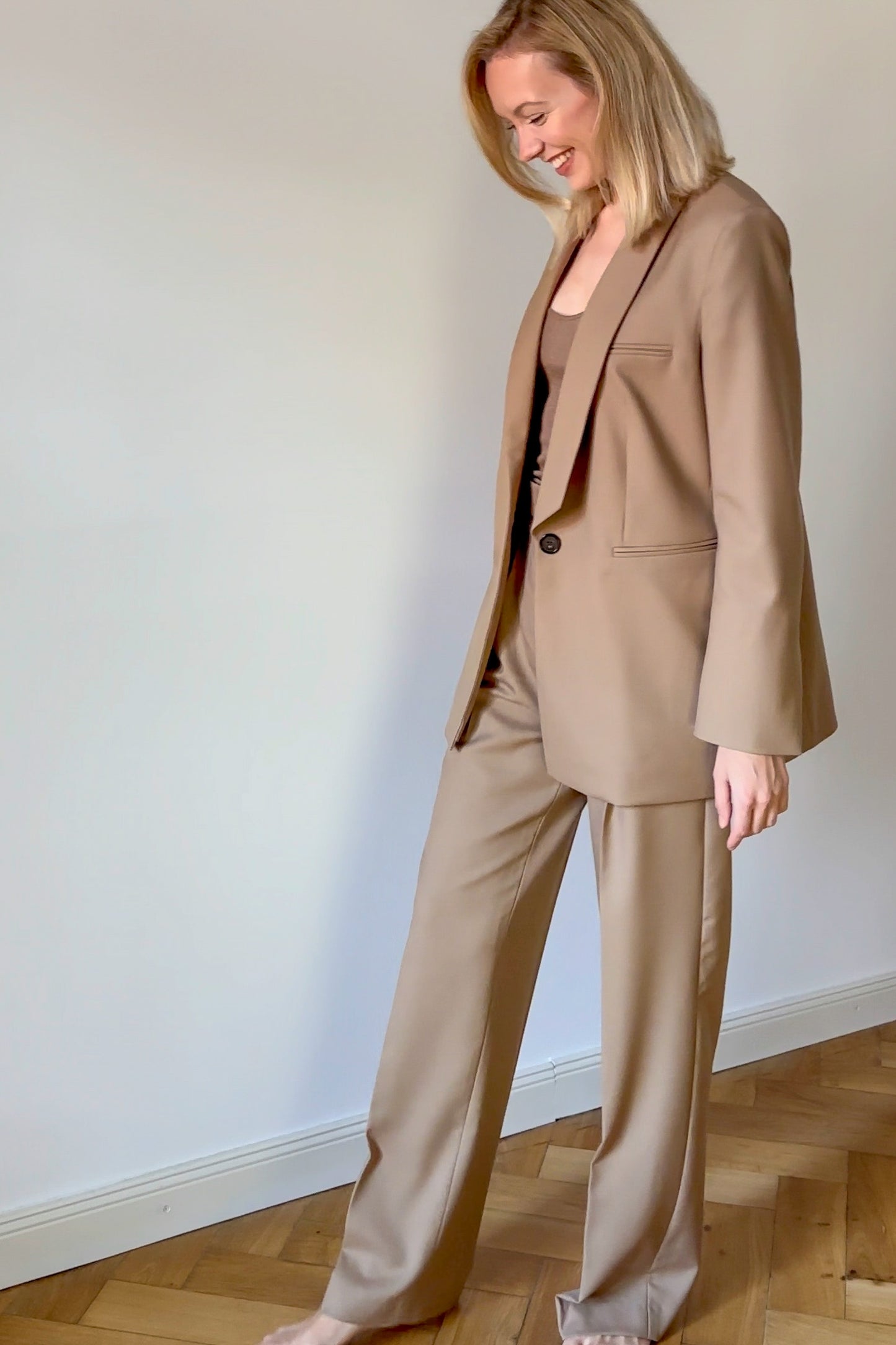 Oversize-Blazer mit Schalkragen | Braun | 100% feine Merino-Wolle