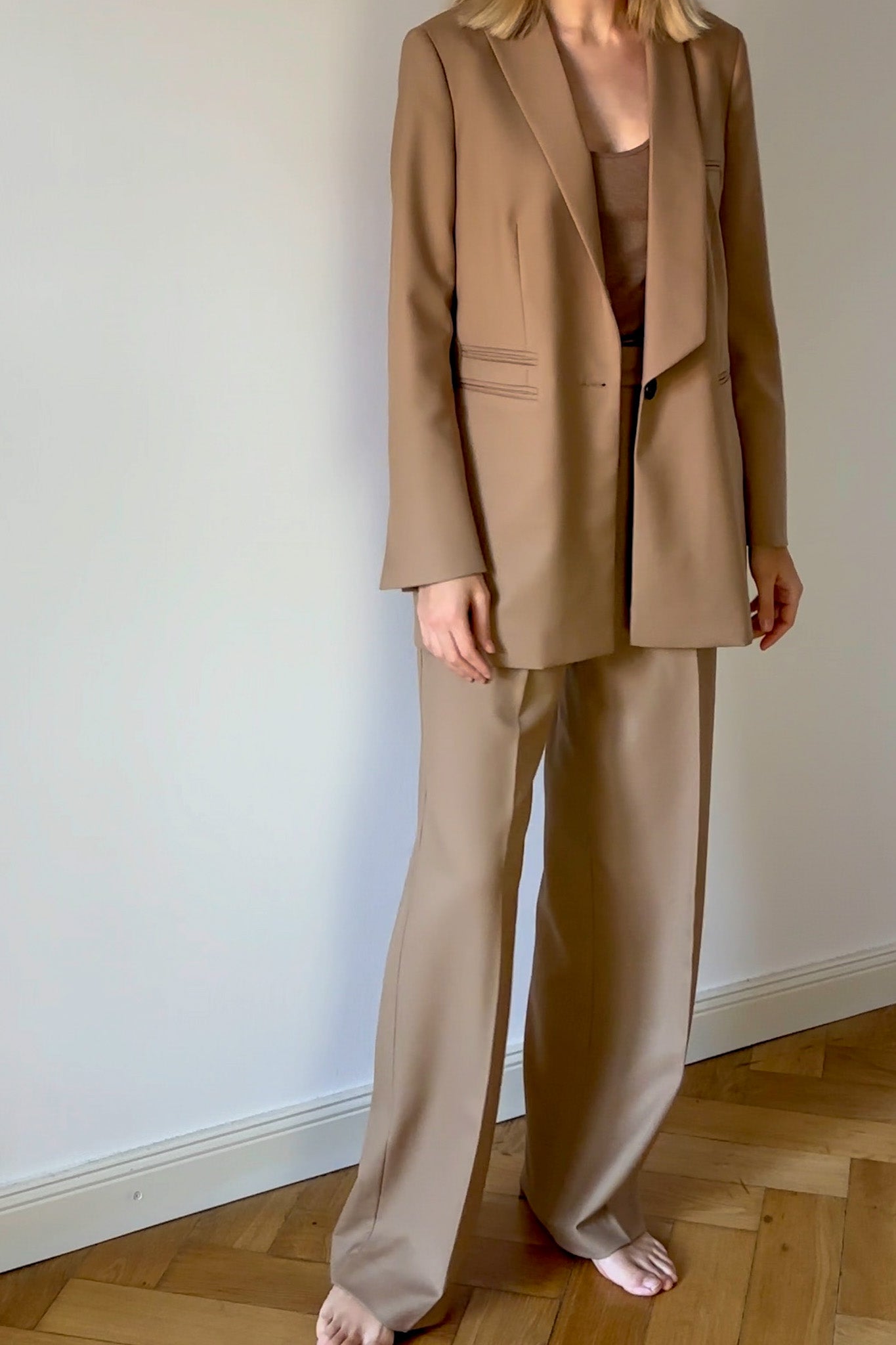 Oversize-Blazer mit Schalkragen | Braun | 100% feine Merino-Wolle