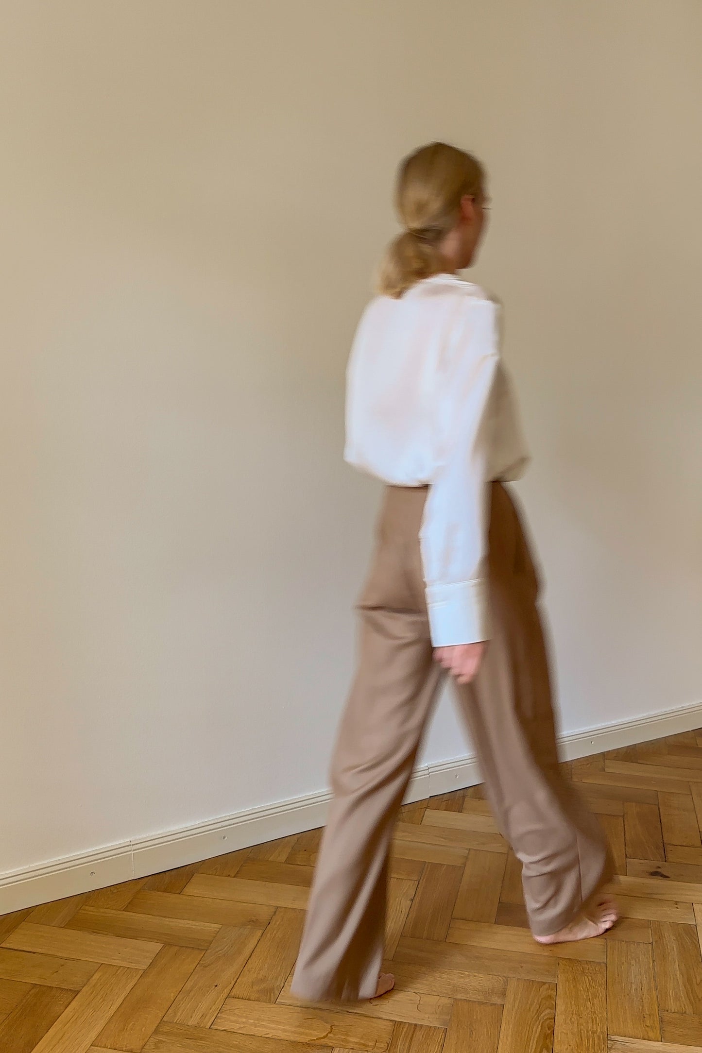 High-Waist-Hose mit weitem Bein | Braun | 100% Wolle