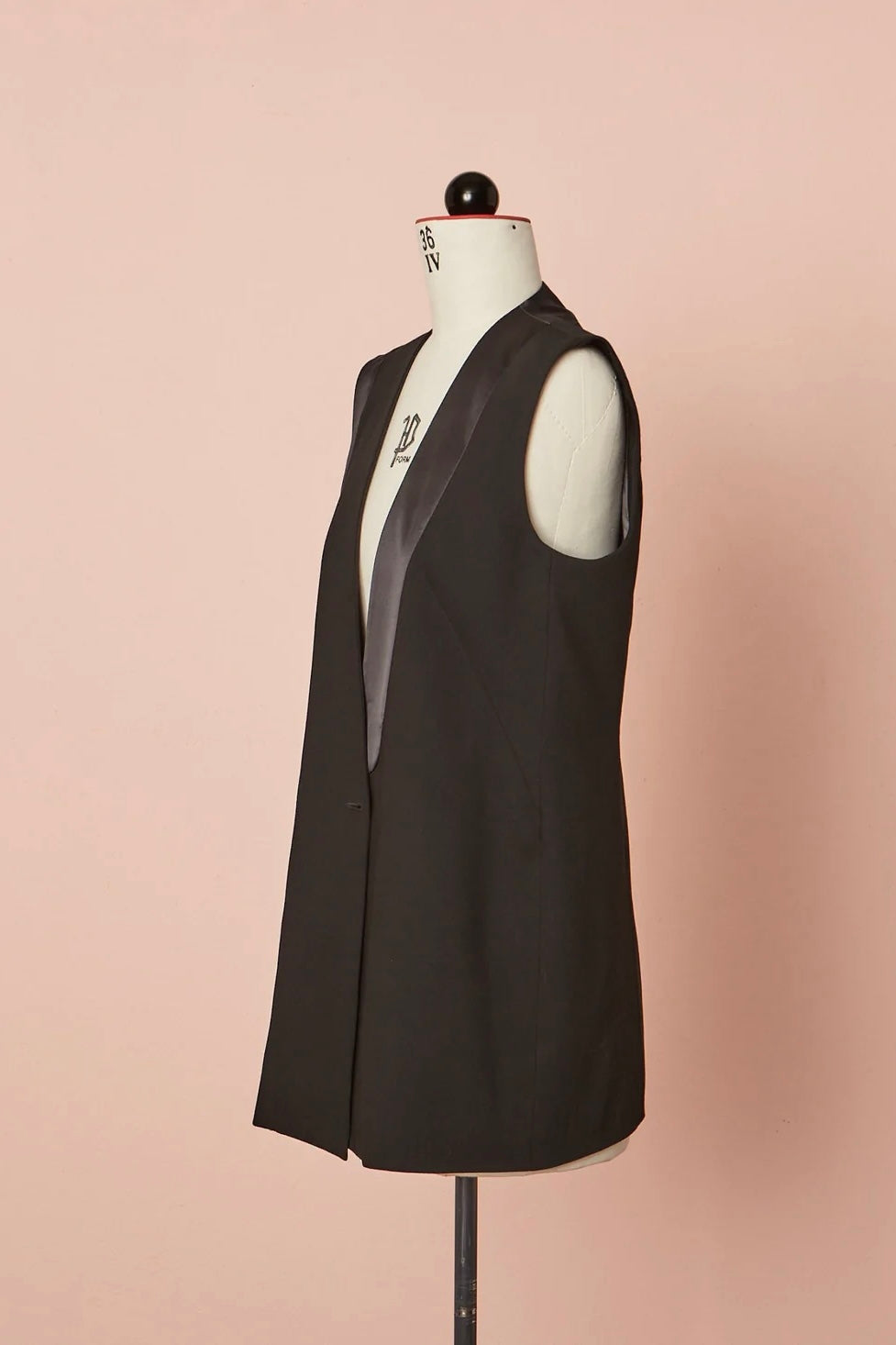 Long-Weste im Smoking-Stil | Wolle und Seide | Schwarz