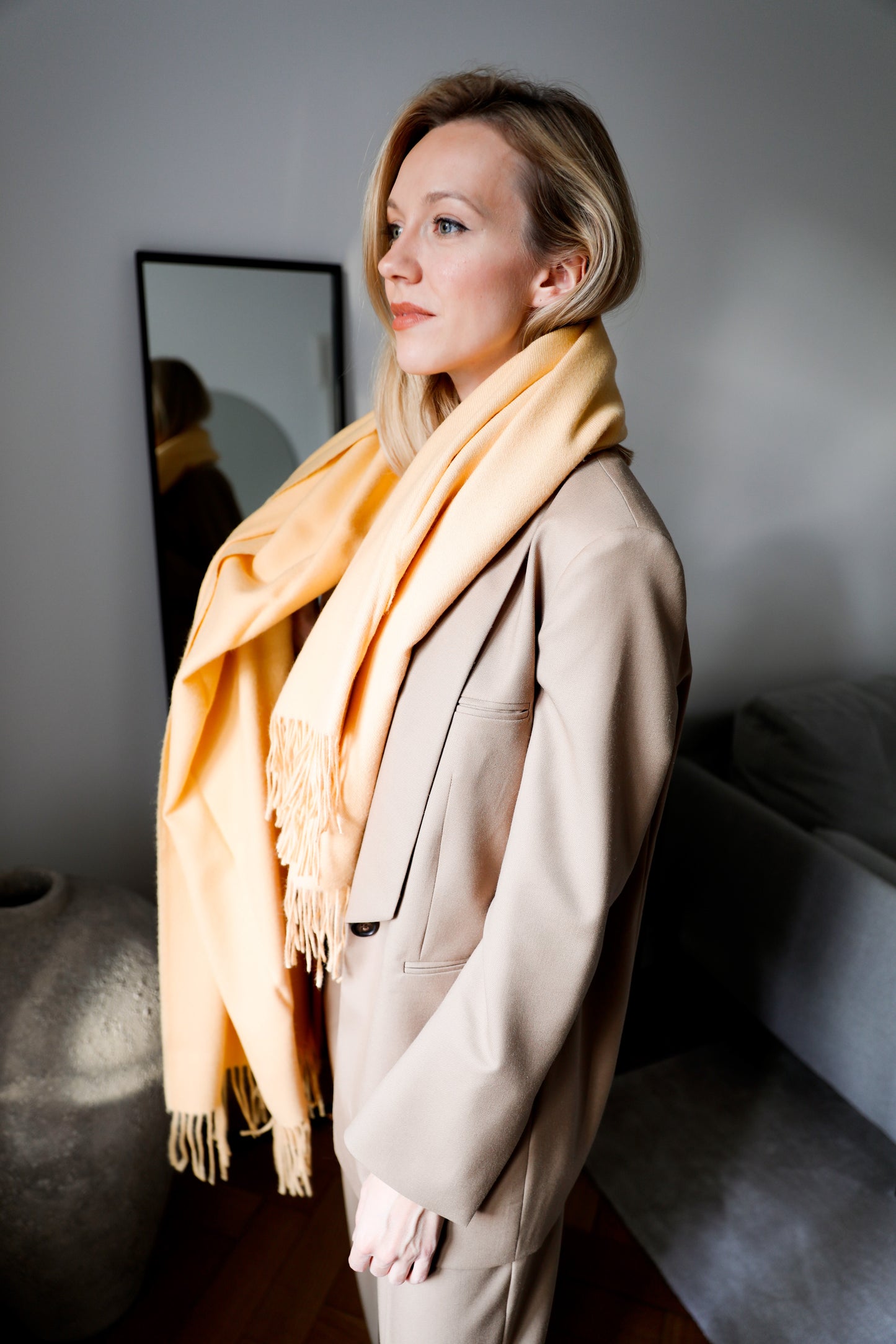 Woll-Schal unifarben in Oversize-Größe | Damen | 100% Alpaka